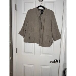 EILEEN FISHER 100% Cotton Taupe Snap Closure Jacket Size XL